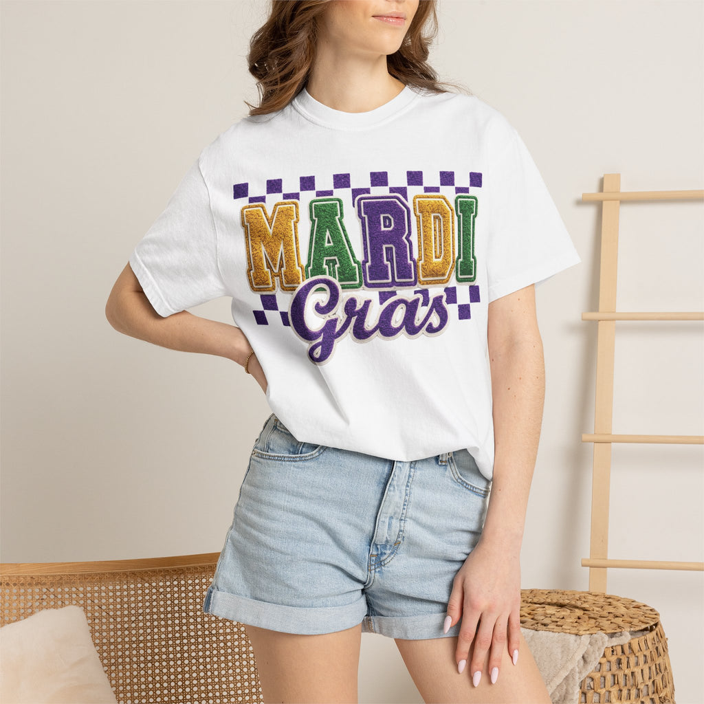 Faux Yarn Mardi Gras Comfort Colors Shirt