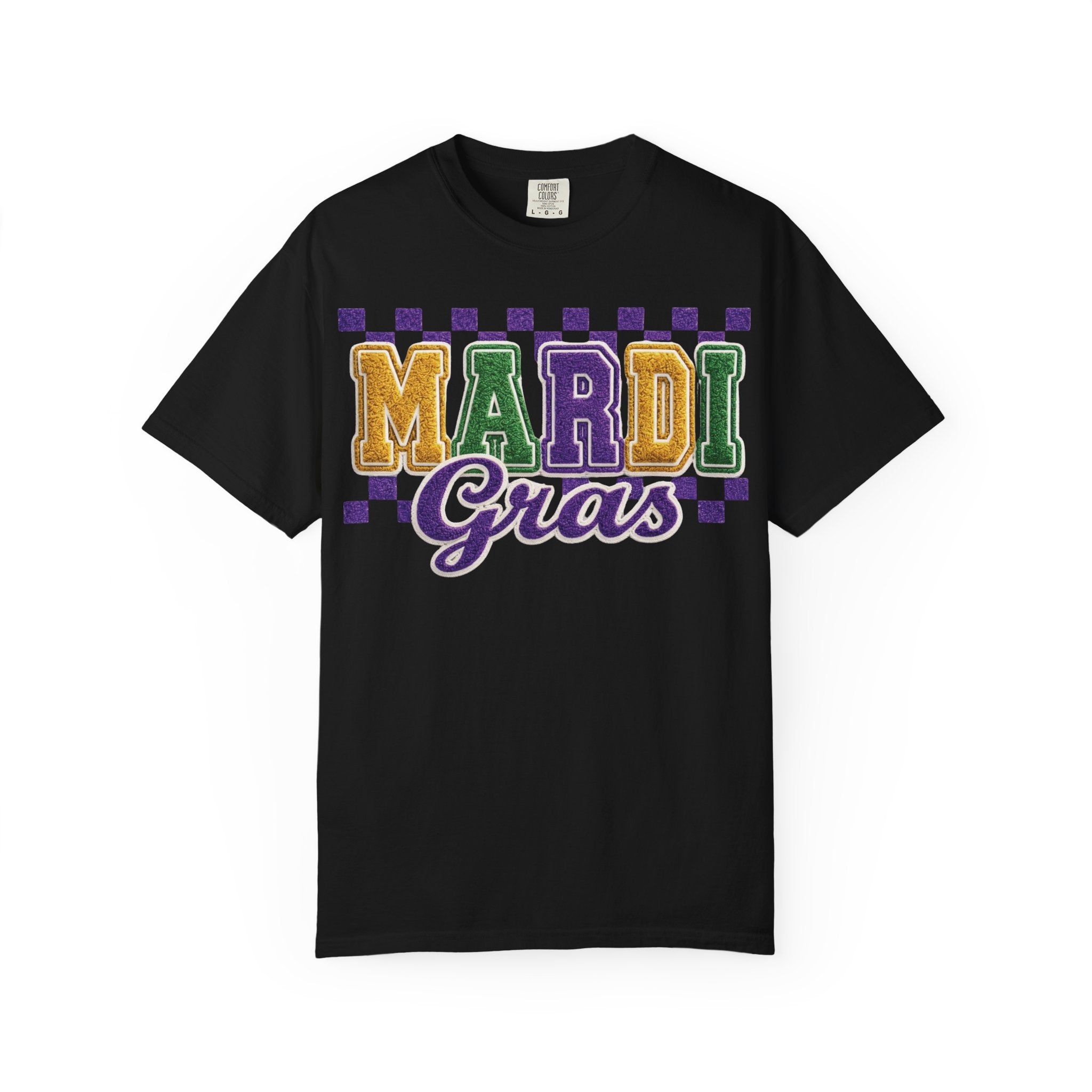 Faux Yarn Mardi Gras Comfort Colors Shirt