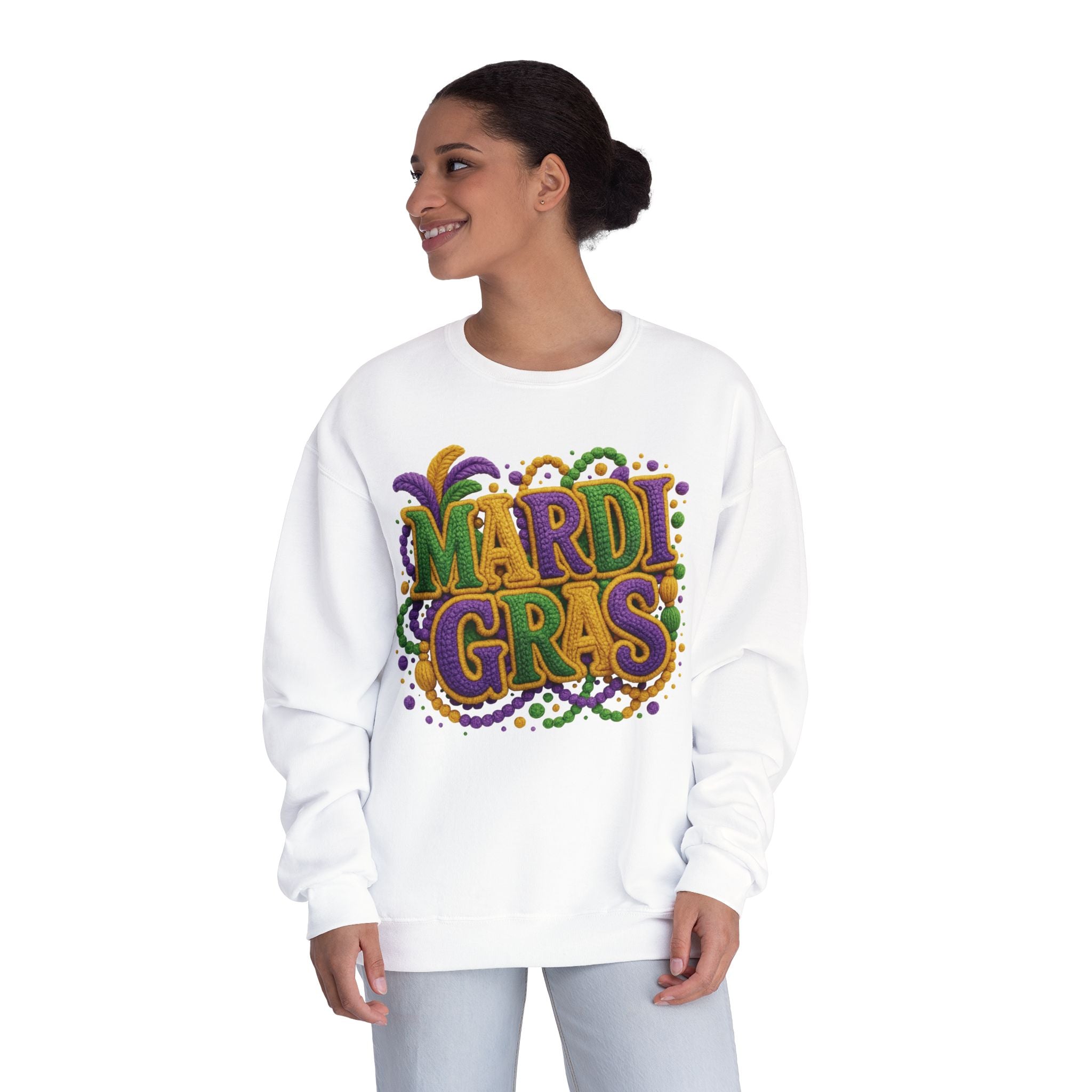 Mardi Gras Beads and Mask Sweatshirt | Carnival Parade Shirt