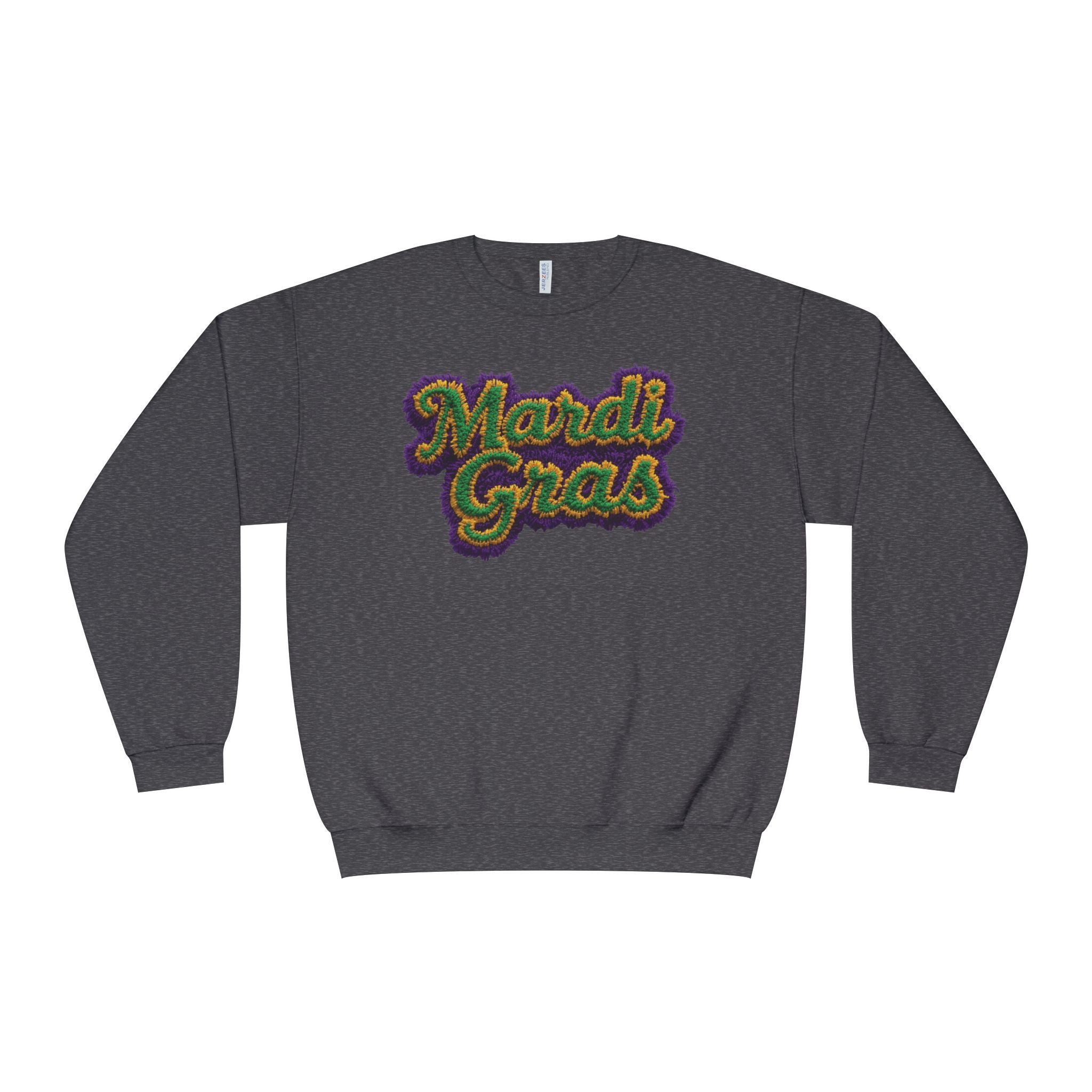 Faux Yarn Knit Crochet Mardi Gras Sweatshirt