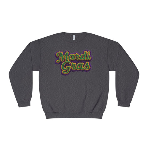Faux Yarn Knit Crochet Mardi Gras Sweatshirt