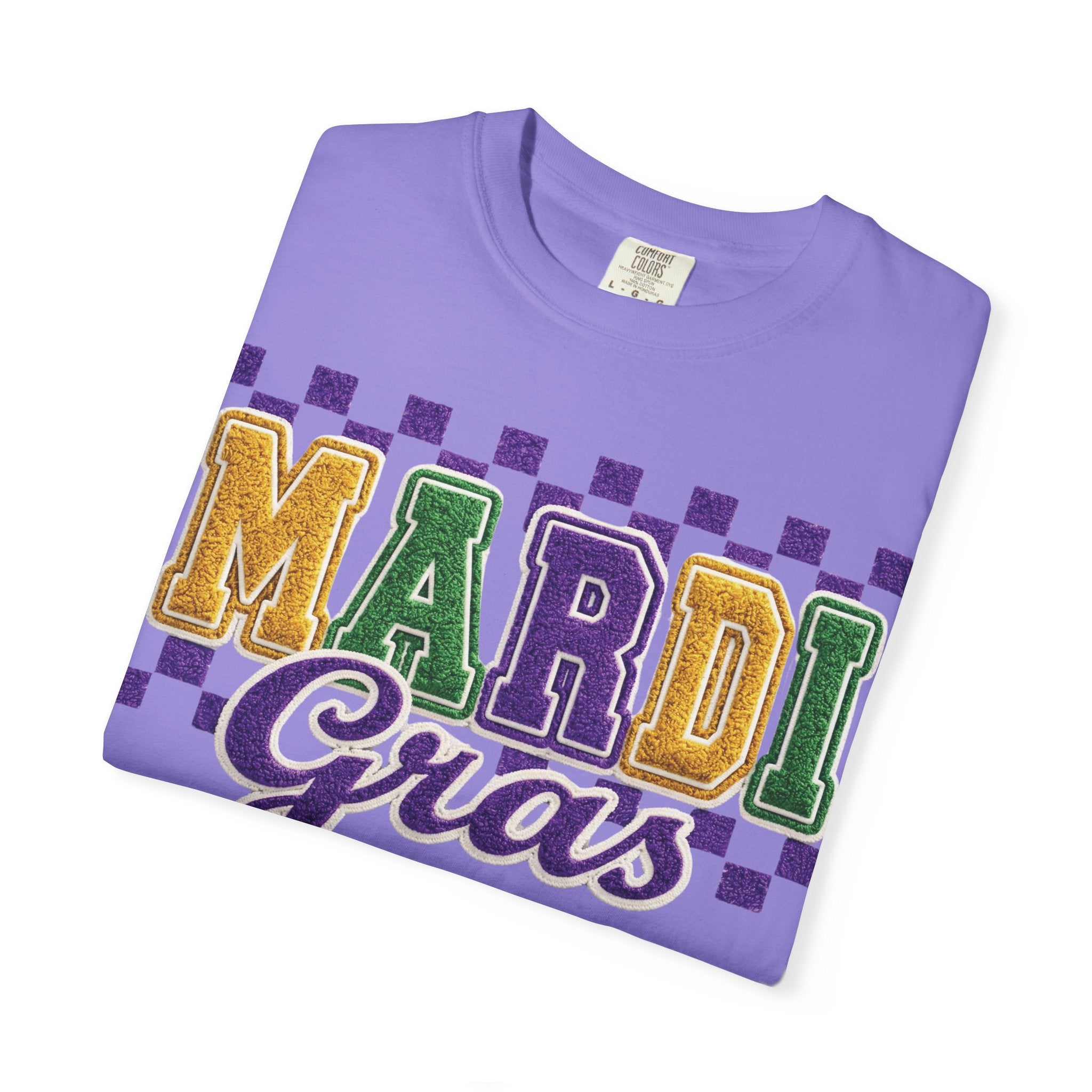 Faux Yarn Mardi Gras Comfort Colors Shirt