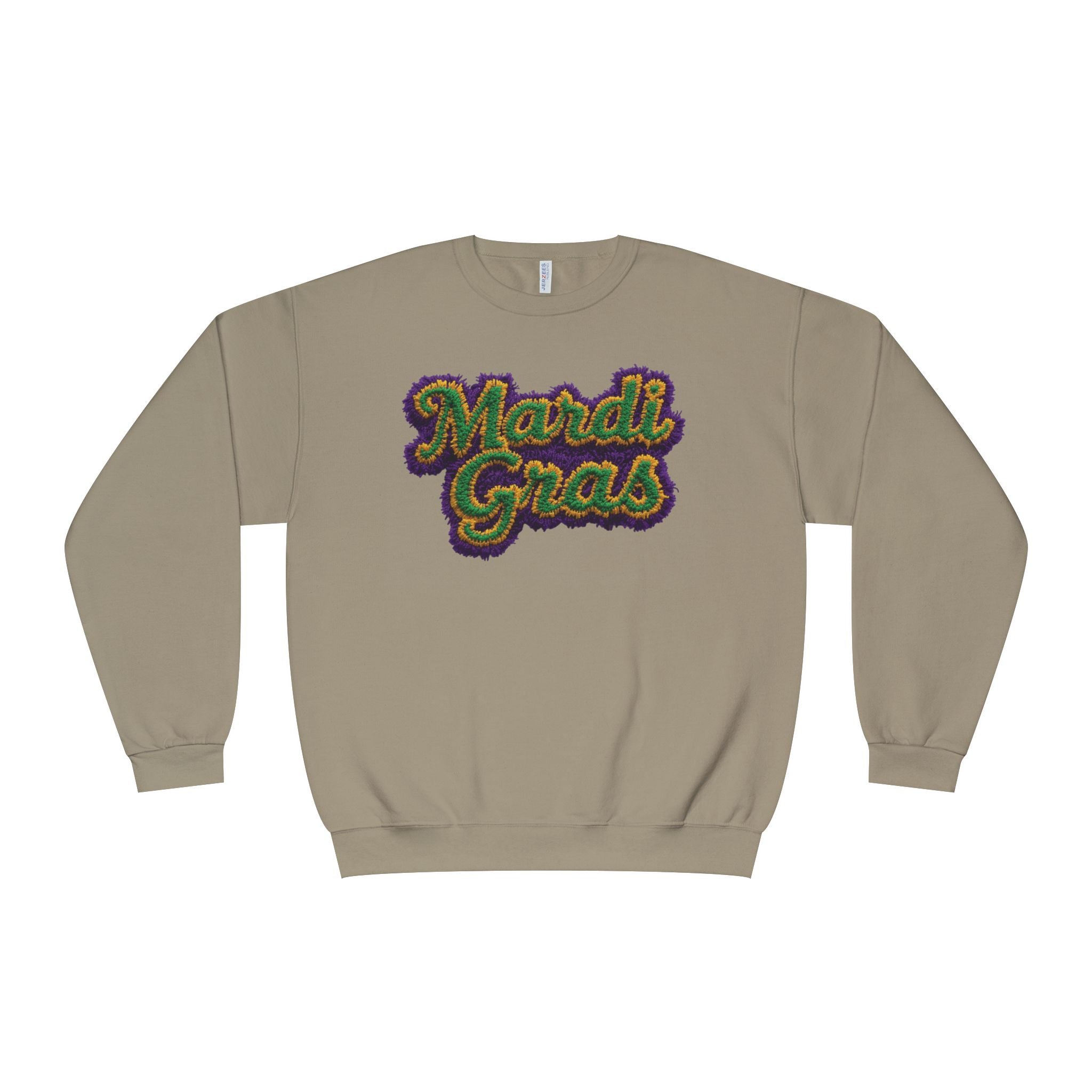 Faux Yarn Knit Crochet Mardi Gras Sweatshirt