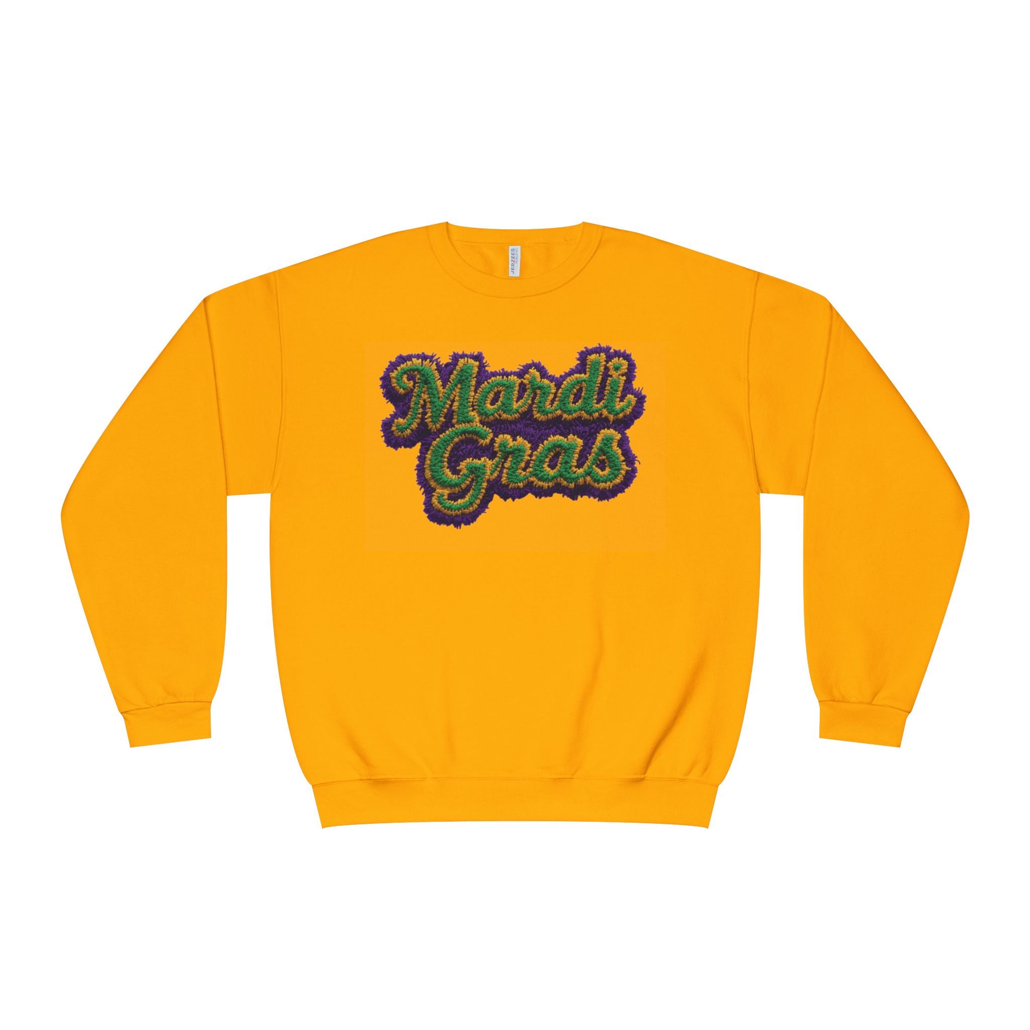 Faux Yarn Knit Crochet Mardi Gras Sweatshirt