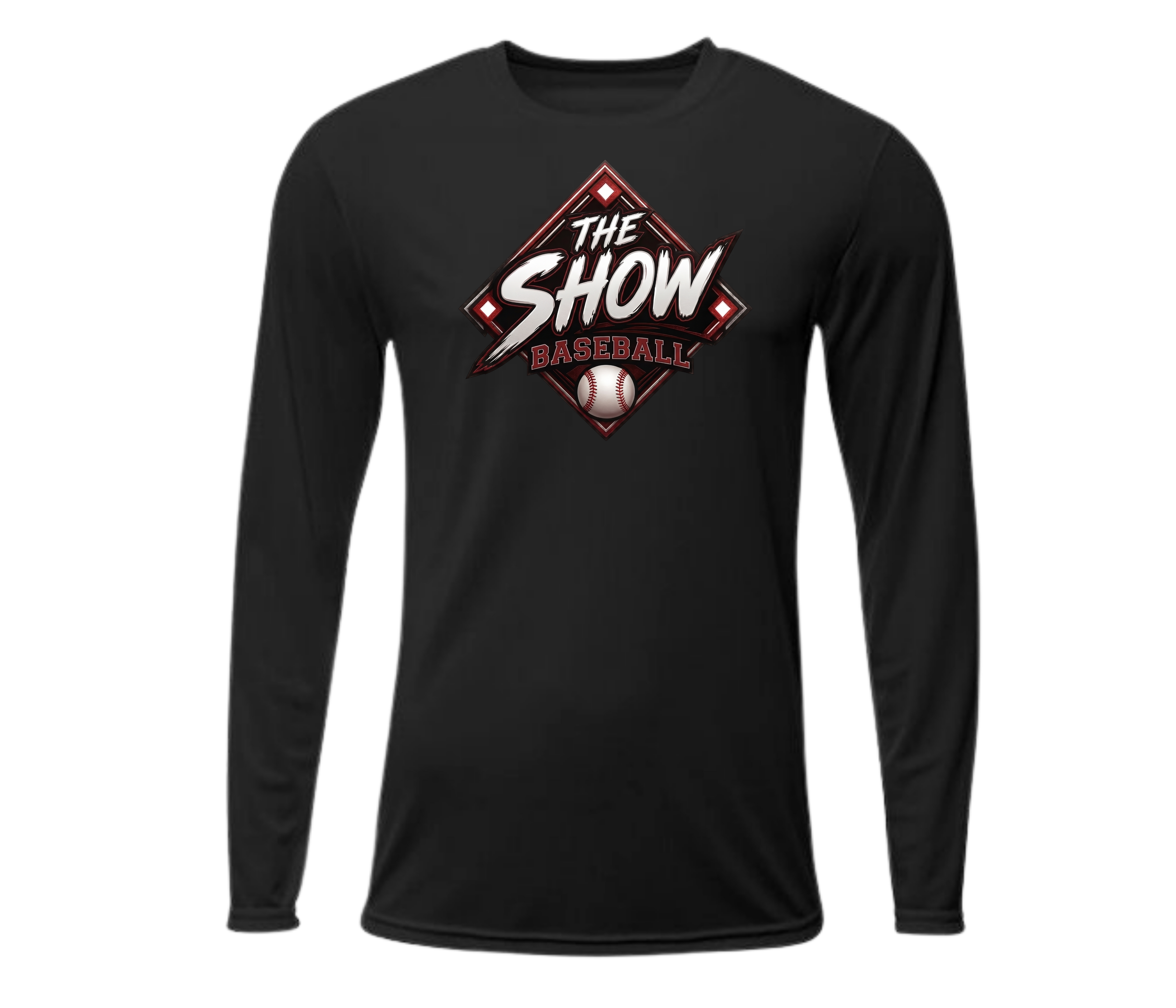 The Show Baseball Long Sleeve Logo Shirt (Red, Black, and White)