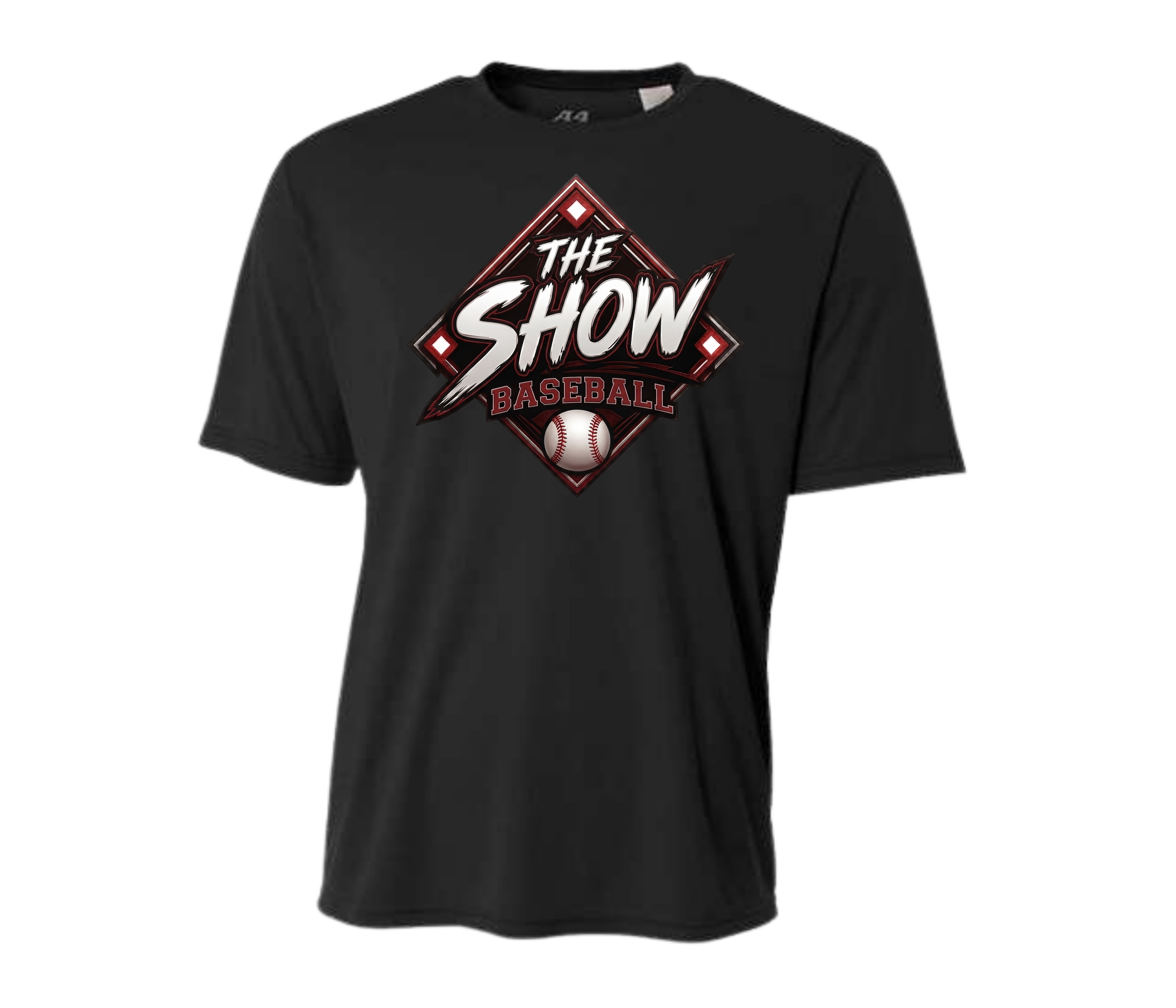 The Show Baseball Short Sleeve Logo Shirt (Red, Black, and White)