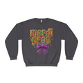 Faux Yarn Knit Crochet Mardi Gras Bow Sweatshirt