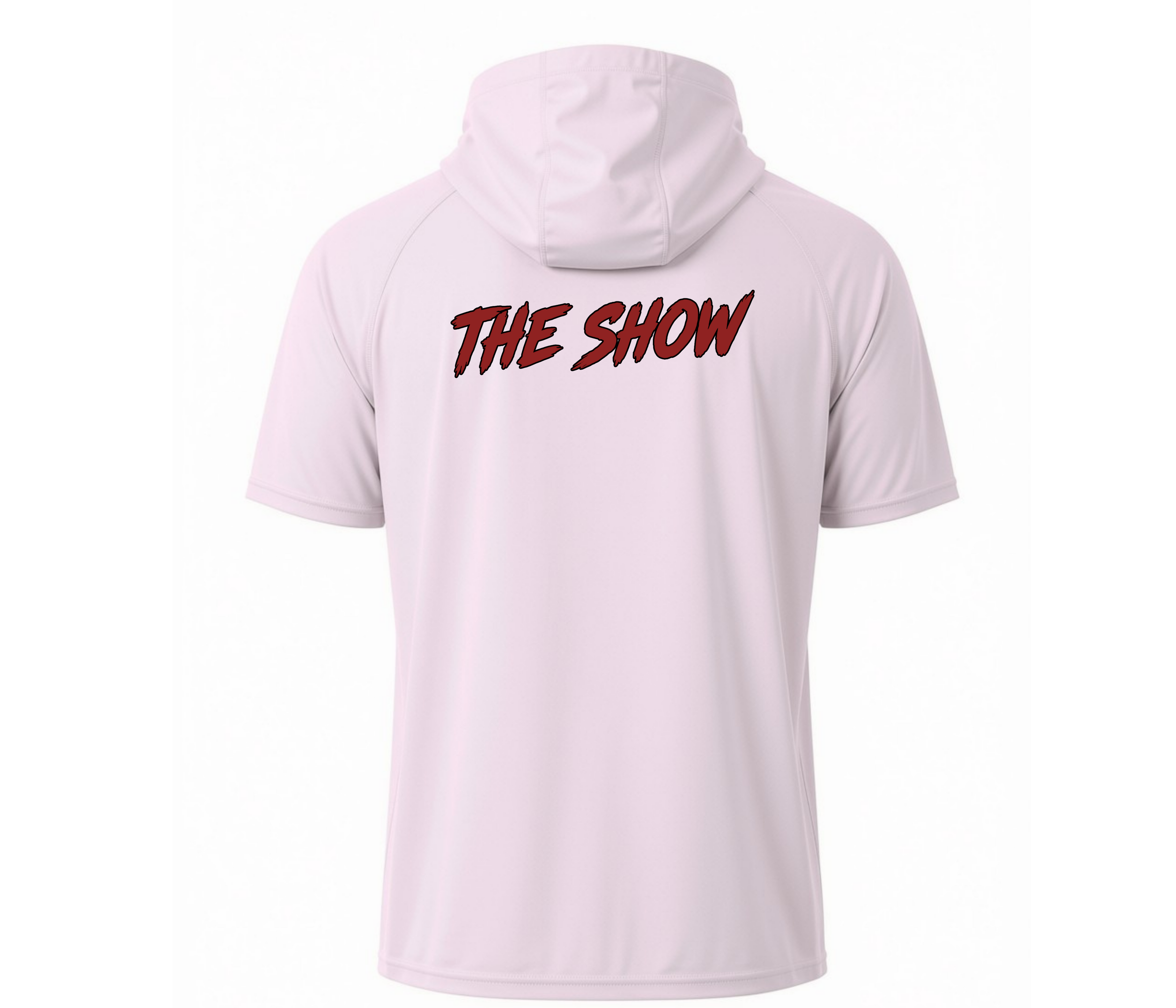 The Show Baseball Short Sleeve Hooded Performance Shirt (Red, Black, and White)