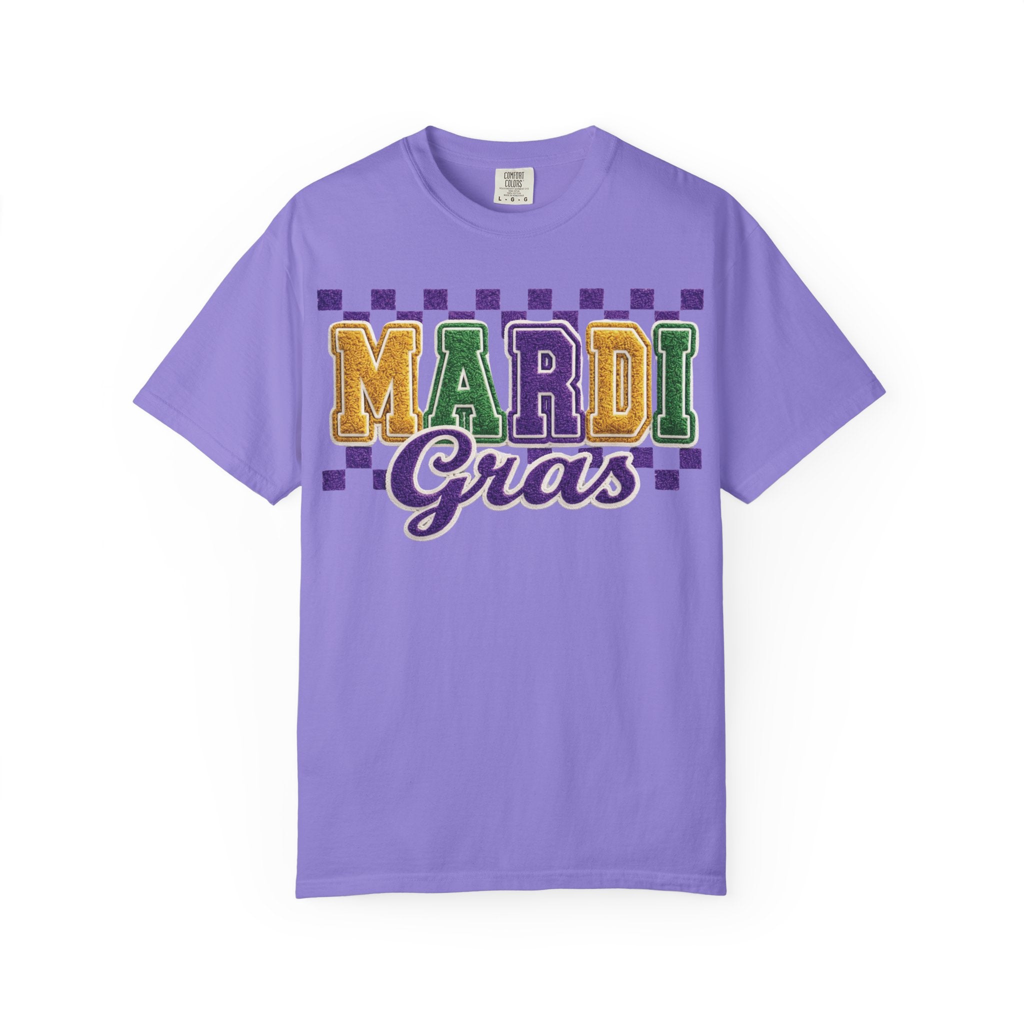 Faux Yarn Mardi Gras Comfort Colors Shirt
