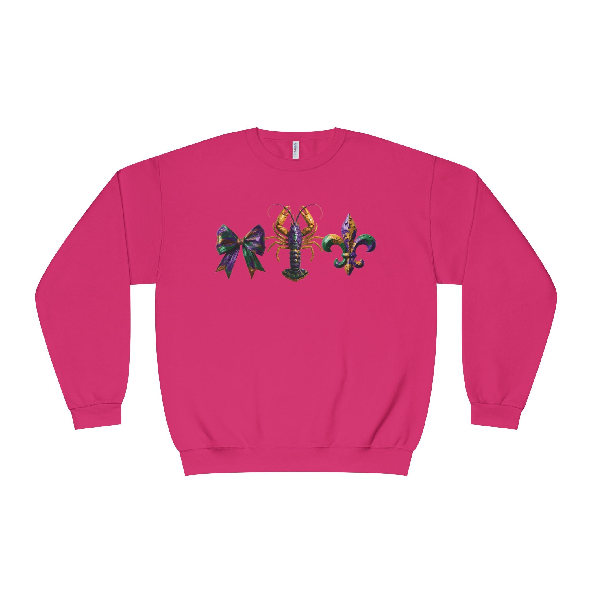 Faux Yarn Bow Crawfish Fleur-de-lis Mardi Gras Sweatshirt