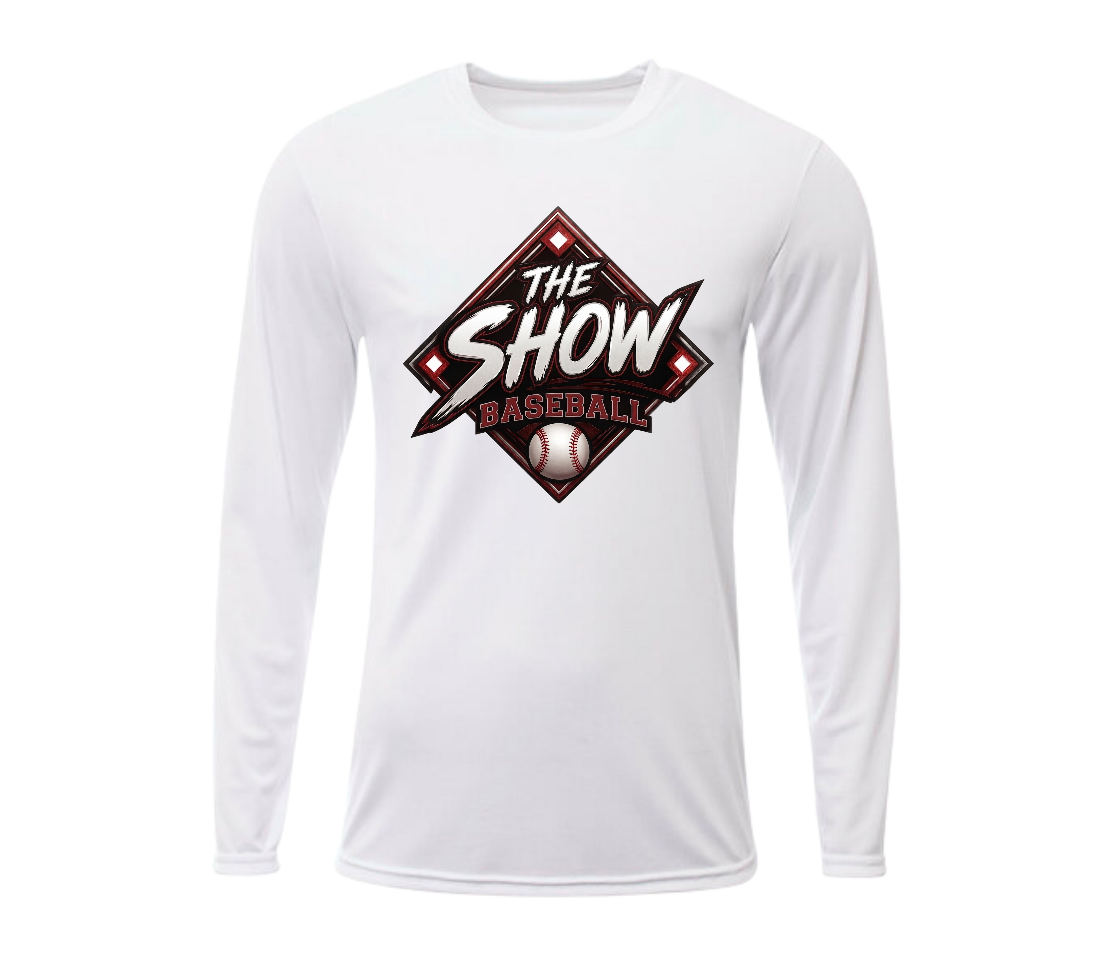 The Show Baseball Long Sleeve Logo Shirt (Red, Black, and White)