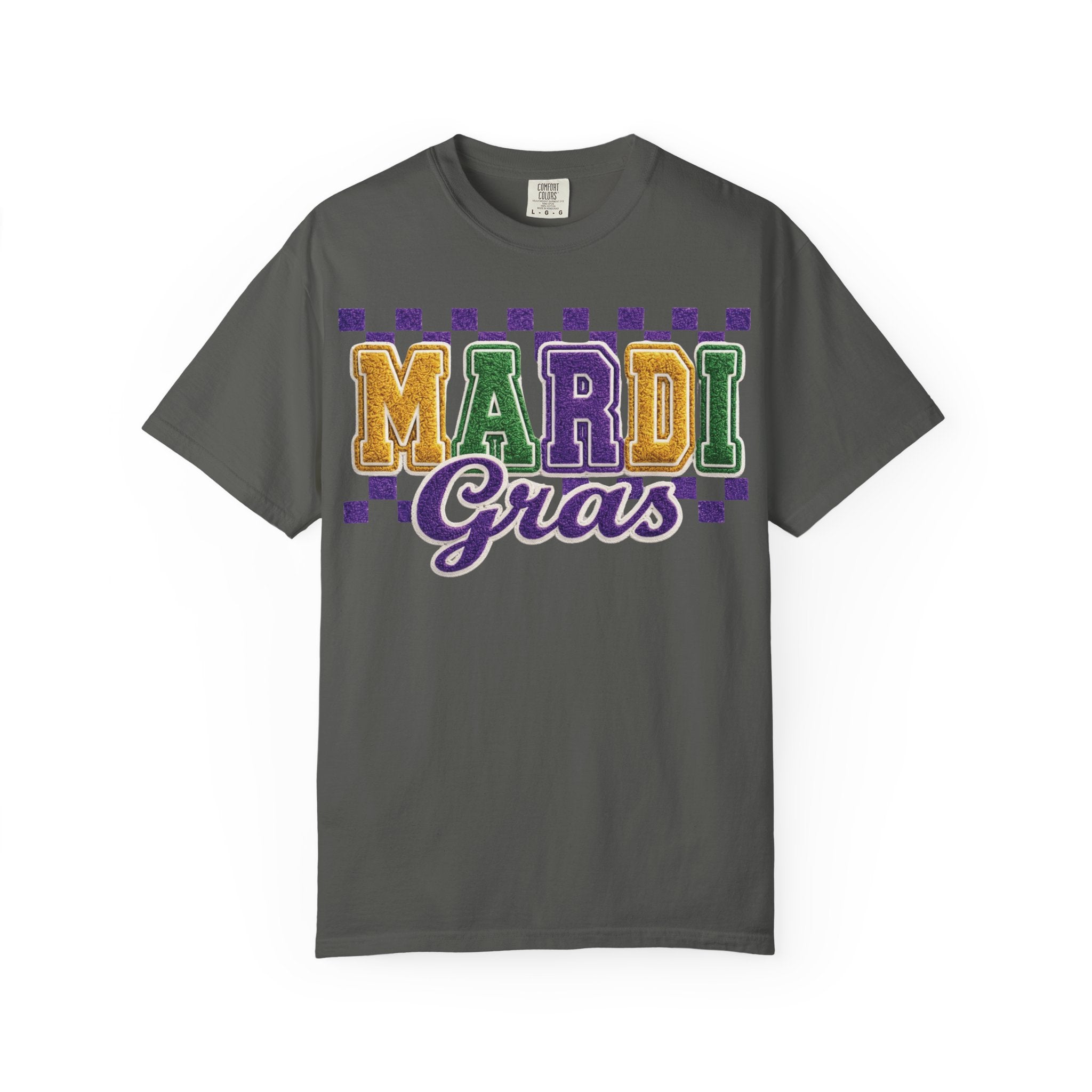 Faux Yarn Mardi Gras Comfort Colors Shirt