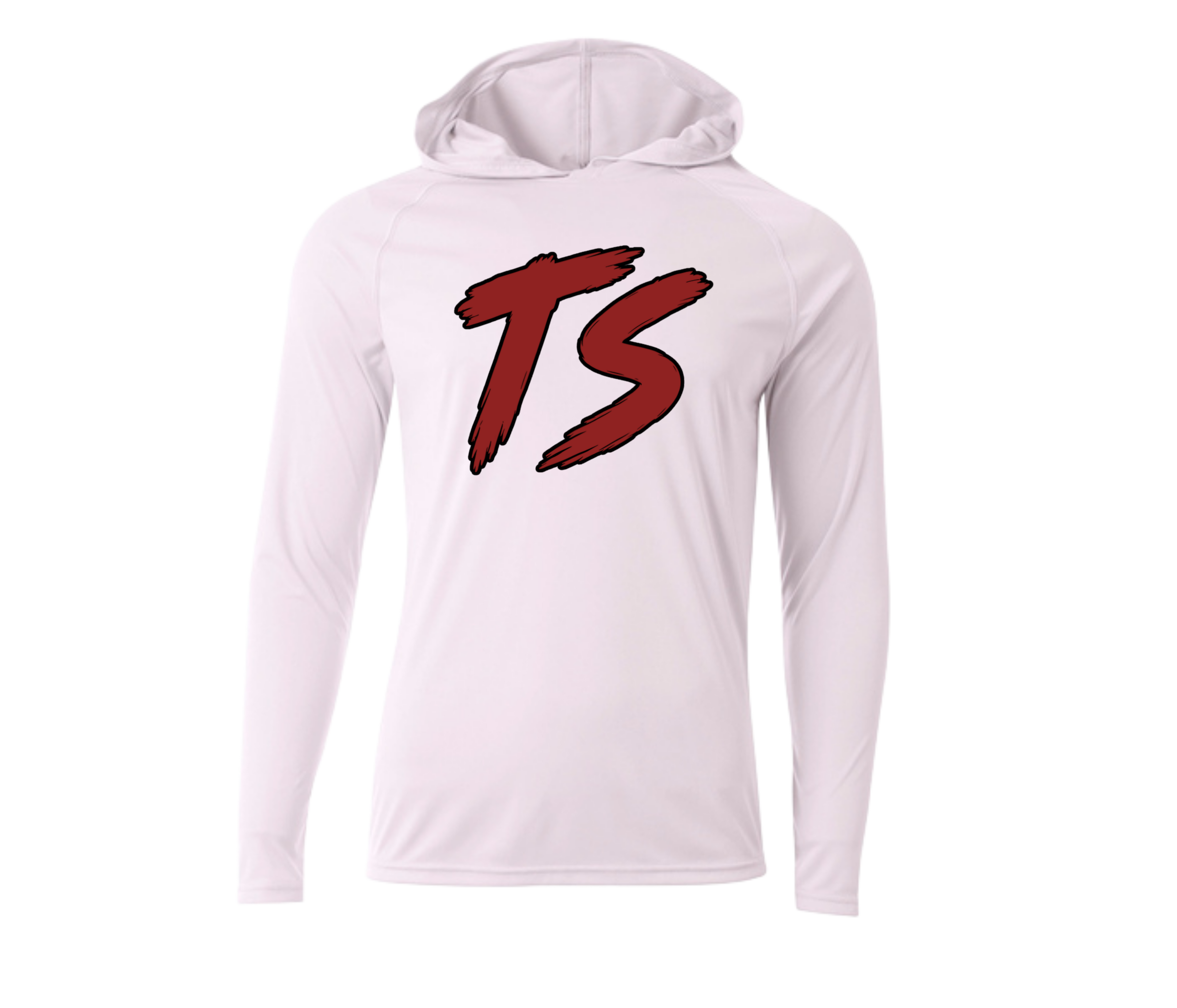 The Show Baseball Long Sleeve Hooded Performance Shirt (Red, Black, and White)