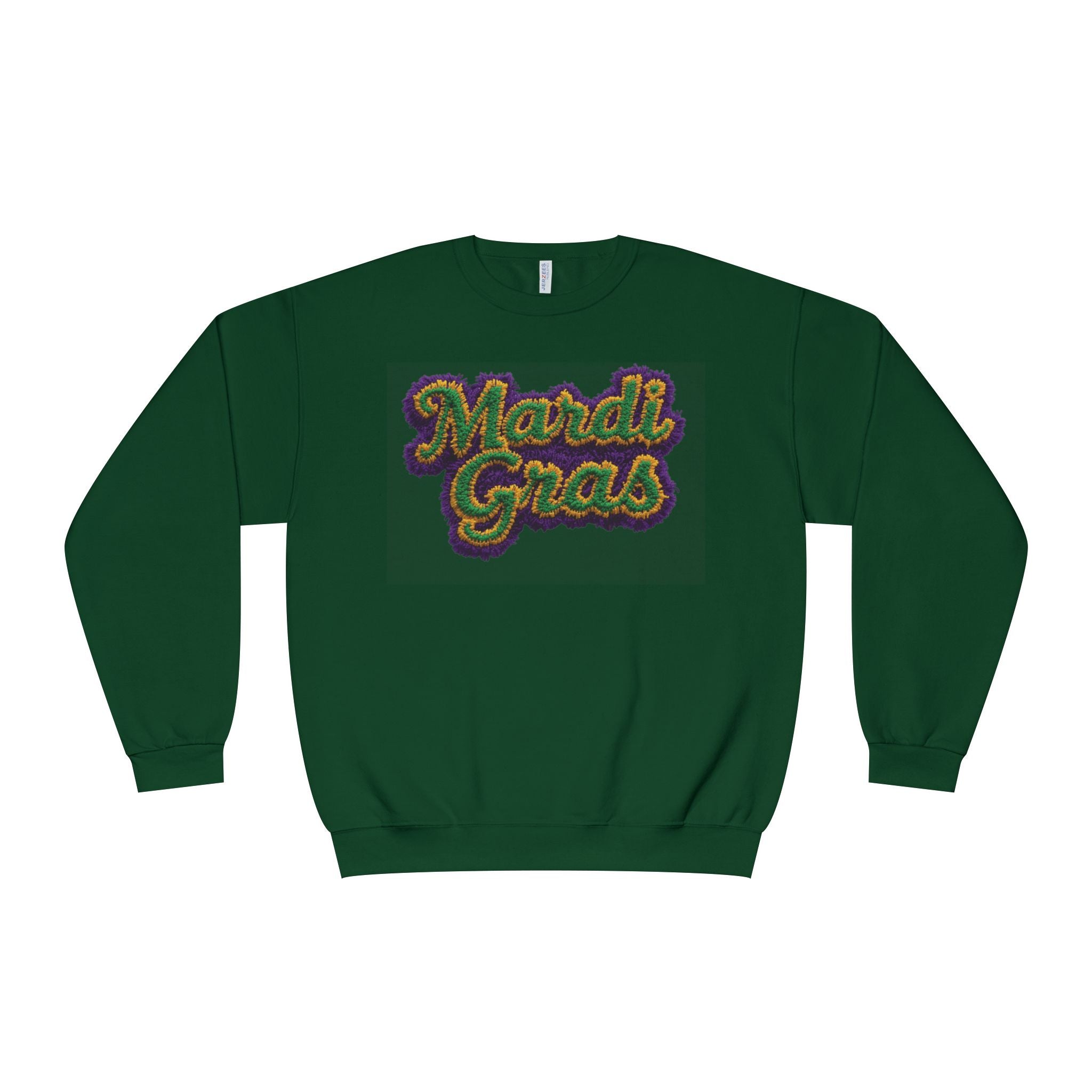 Faux Yarn Knit Crochet Mardi Gras Sweatshirt