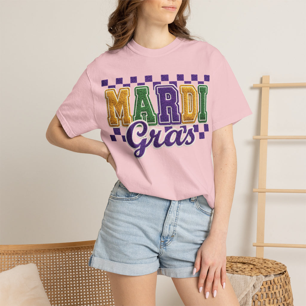 Faux Yarn Mardi Gras Comfort Colors Shirt