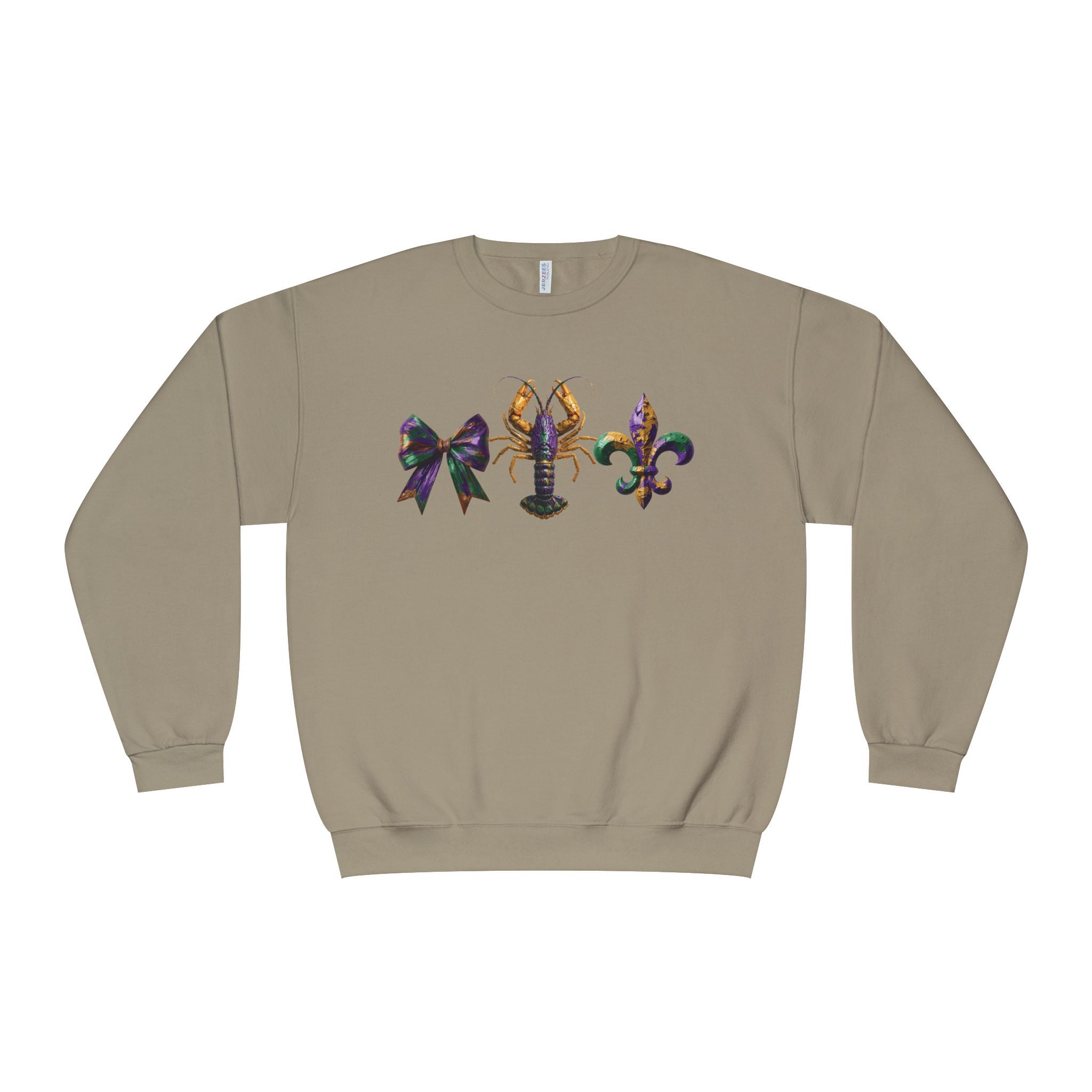 Faux Yarn Bow Crawfish Fleur-de-lis Mardi Gras Sweatshirt