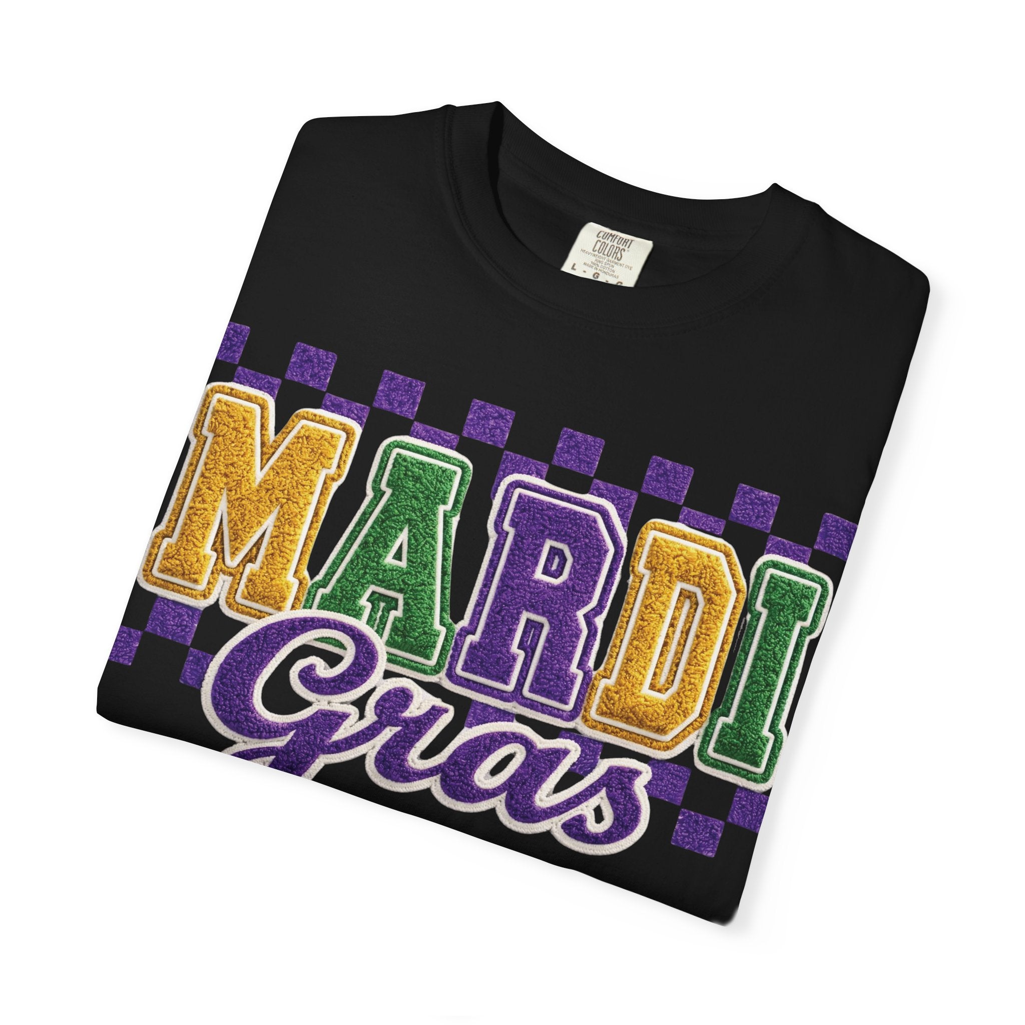 Faux Yarn Mardi Gras Comfort Colors Shirt