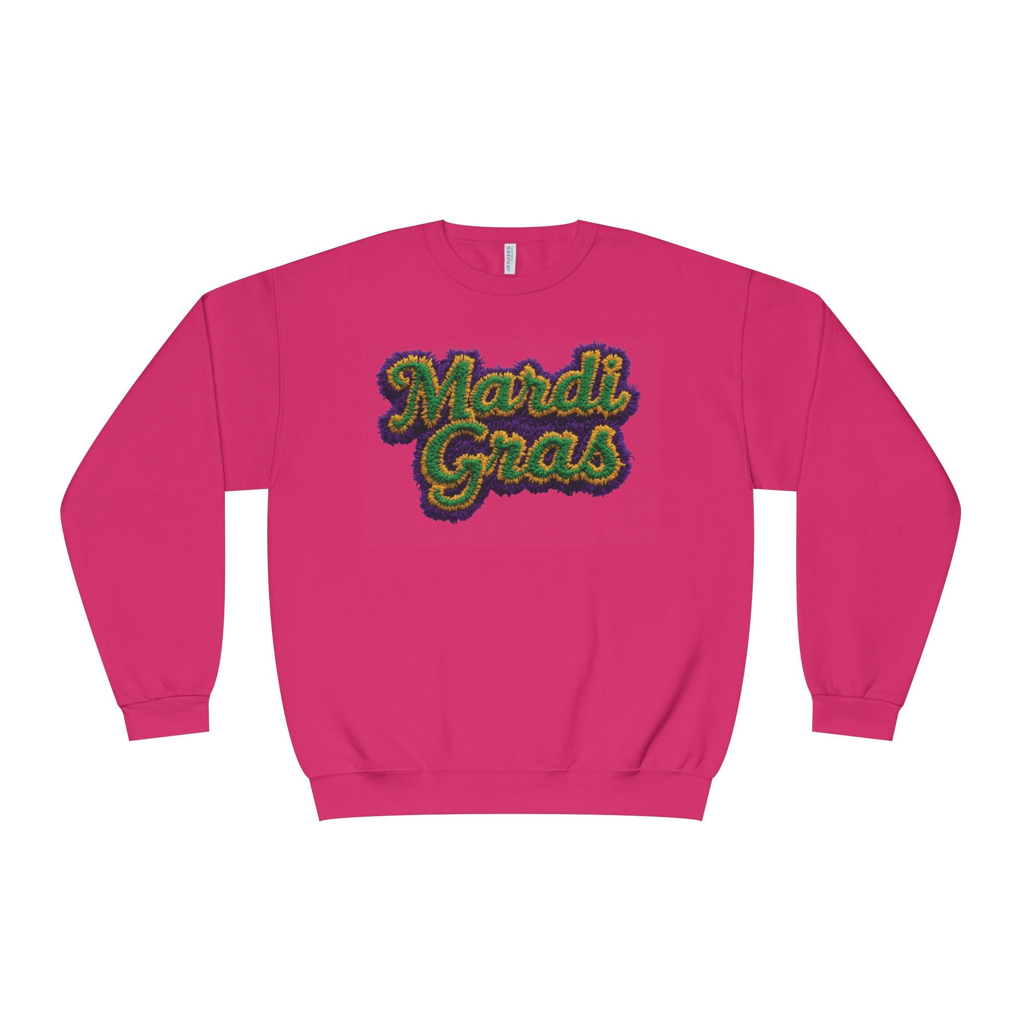 Faux Yarn Knit Crochet Mardi Gras Sweatshirt