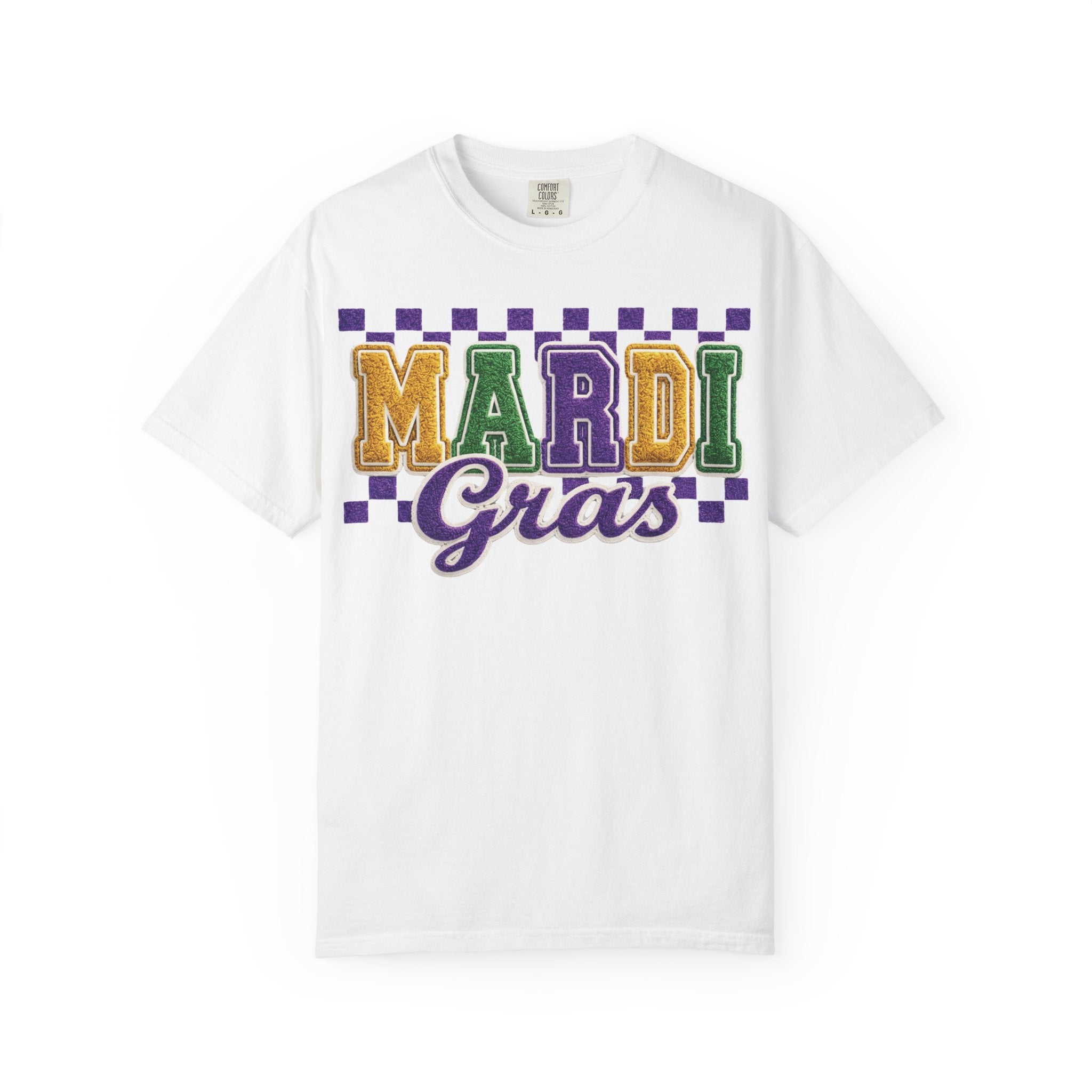 Faux Yarn Mardi Gras Comfort Colors Shirt